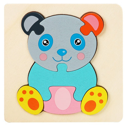 Cartoon Animals Montessori Puzzles For Kids Educational 3D Wooden Puzzle Toys Montessori Educational Toys For Children 2-5 Years