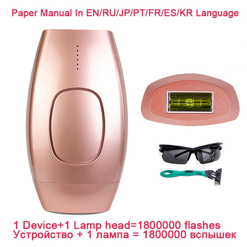 1800000 Flash Permanent IPL Epilator Hair Removal depiladora facial Laser photoepilator Painless Hair Remover Multilingual manua