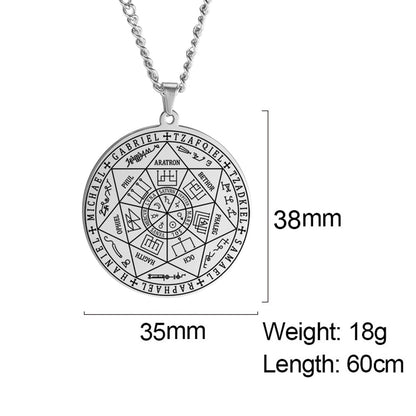 Dawapara 7 Archangels Sigil Charm Necklaces Pentacle Magic Mascot Amulet Lucky Protection Supernatural Talisman Necklace