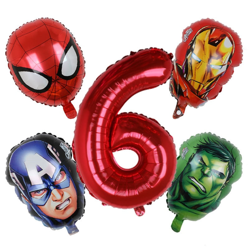 1set 3D Big Spider Super Hero Man Mylar Foil Balloon Number Foil Balloons Birthday Party Decoration Supplies Children&#39;s Gifts