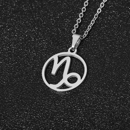 Stainless Steel 12 Horoscope Zodiac Sign Pendant Necklace Gold/Silver color Constellations Men Women Jewelry Gift