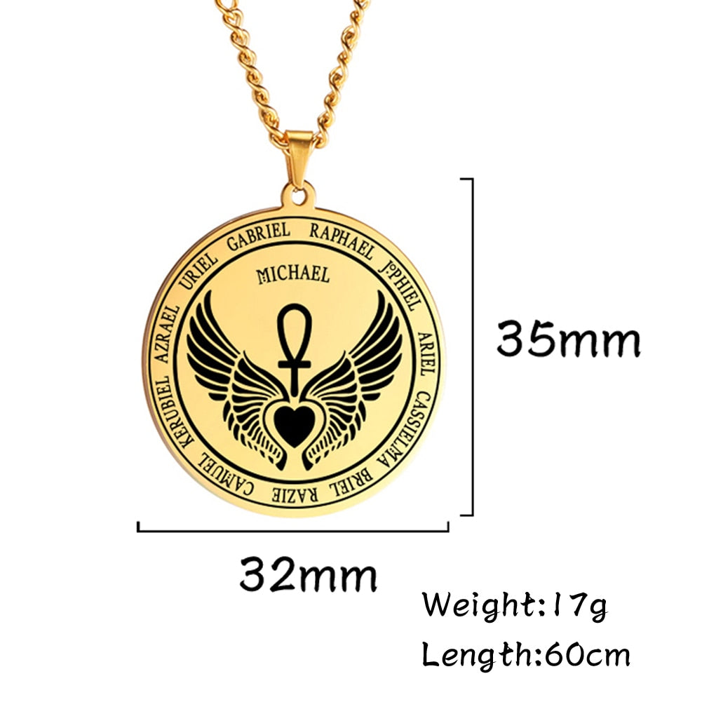 Dawapara 7 Archangels Sigil Charm Necklaces Pentacle Magic Mascot Amulet Lucky Protection Supernatural Talisman Necklace