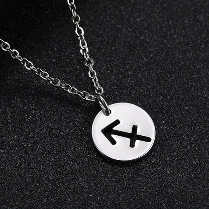 Skyrim Zodiac Libra Leo Pendant Necklace Women Sagittarius Taurus Cancer Virgo Stainless Steel 12 Constellation Necklaces Gift