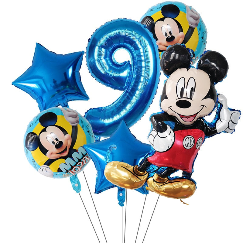 6Pcs Disney Minnie Foil Balloons Set Mickey Mouse Balloon Birthday Party Decoration Baby Shower Kids Toy Air Globos Supplies