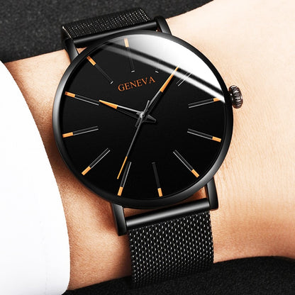 2022 Minimalist Men's Fashion Ultra Thin Watches Simple Men Business Stainless Steel Mesh Belt Quartz Watch relogio masculino