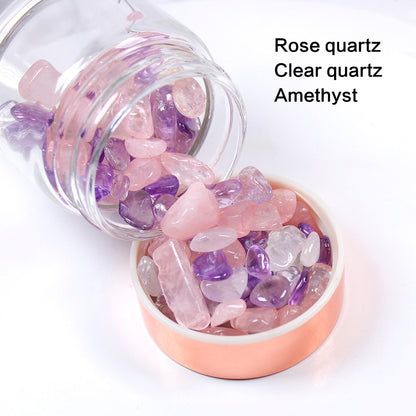 Natural  Crystal Elixir Bottles gemstone Glass  therapy stone Tea filter filter bottle Healing Crystal Infuser Energy cup