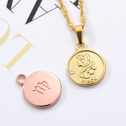 zodiac necklaces for women coin necklace Aries Leo Collier signe astrologique 12 Horoscope Zodiac Astrology Necklace Women