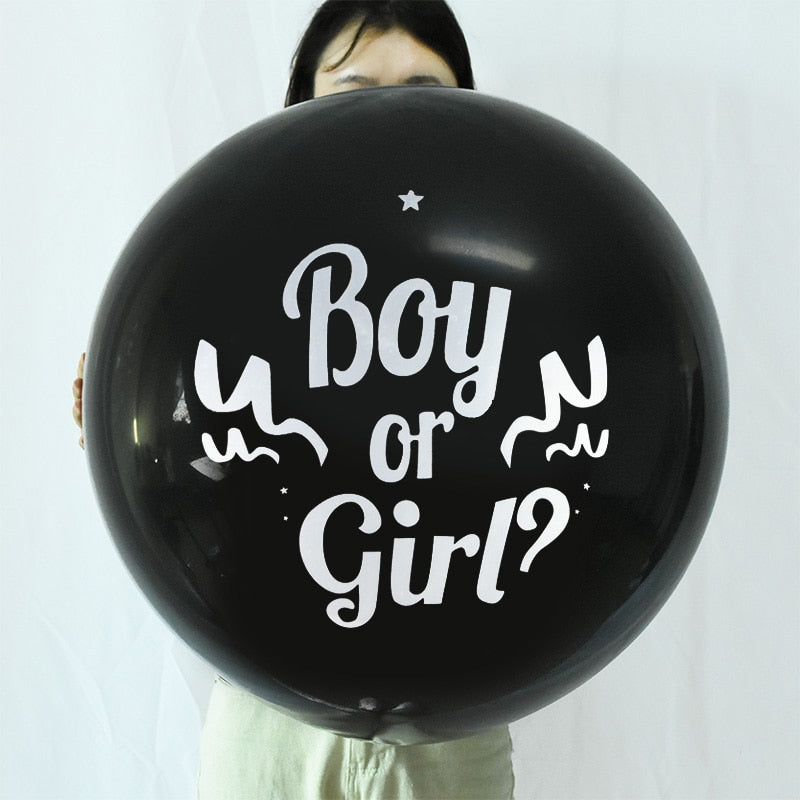 1pc 36inch Boy or Girl Balloon Black Latex Ballon with Confetti Gender Reveal Globos Baby Shower Gender Reveal Party Decoration