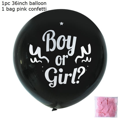 1pc 36inch Boy or Girl Balloon Black Latex Ballon with Confetti Gender Reveal Globos Baby Shower Gender Reveal Party Decoration