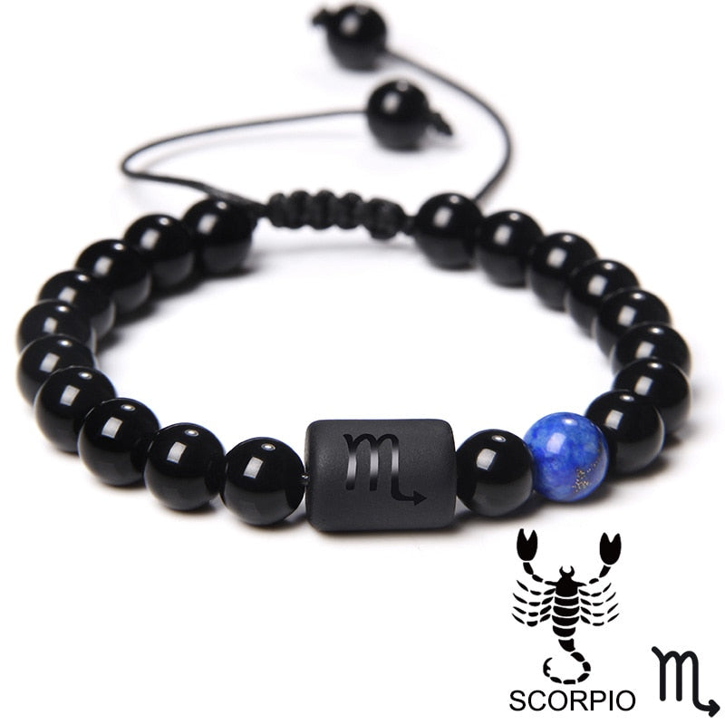 12 Zodiac Signs Constellation Couples Bracelet Natural Stone Beads Braided Bracelet  for Women Men Friend Birthday Jewelry Gift