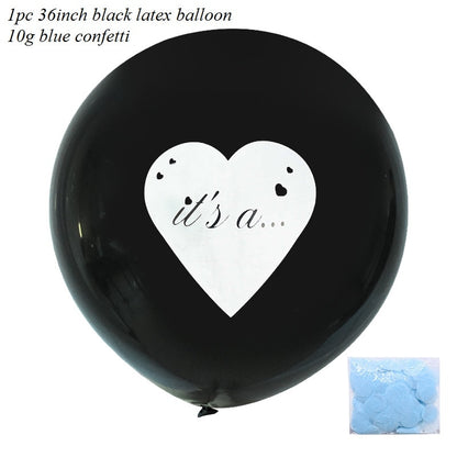 1pc 36inch Boy or Girl Balloon Black Latex Ballon with Confetti Gender Reveal Globos Baby Shower Gender Reveal Party Decoration