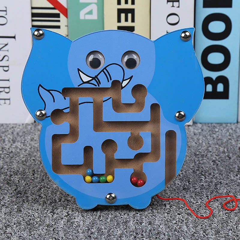 Children Wooden Educational Montessori Toys Magnetic Maze Handwriting Pen Push Beads Small Animals Labyrinth Track Toys For Kids