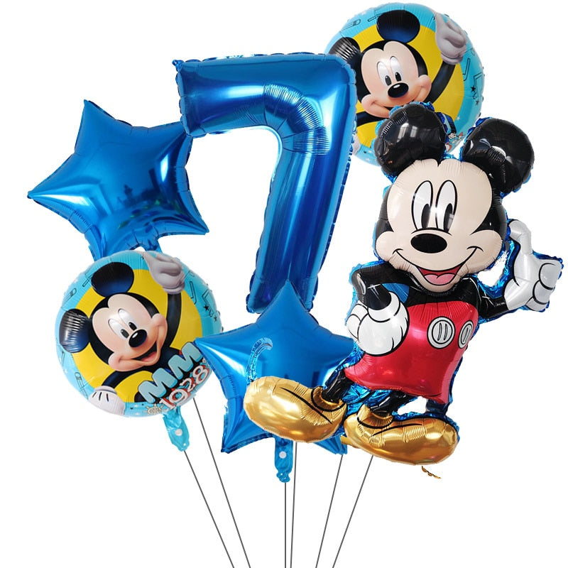 6Pcs Disney Minnie Foil Balloons Set Mickey Mouse Balloon Birthday Party Decoration Baby Shower Kids Toy Air Globos Supplies