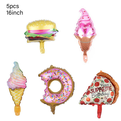 1set Ice Cream Donut Lip Popcorn Candy Foil Balloons Baby Shower Happy Birthday Party Decoration Balloon Boy Girl Kid Cute Toys