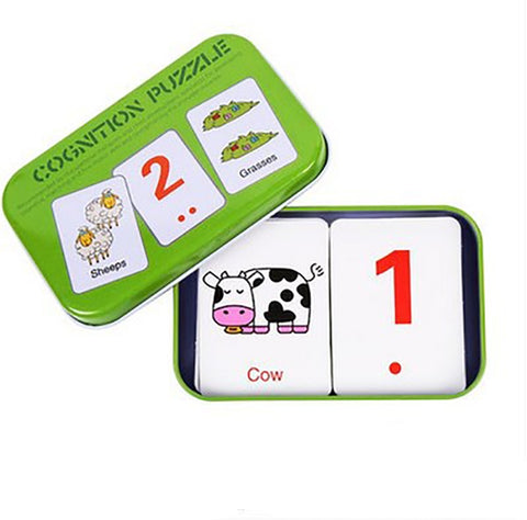 Portable Montessori Toy Puzzle Card Kids Cognition Early Educational Toys Match Game Child Preschool Learing Pocket Flash Card