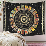 Mandala Tarot Card Tapestry Wheel of the Zodiac Astrology Chart &amp; the Major Arcana Tarot  Sun and Moon  Wall Hanging Home Decor