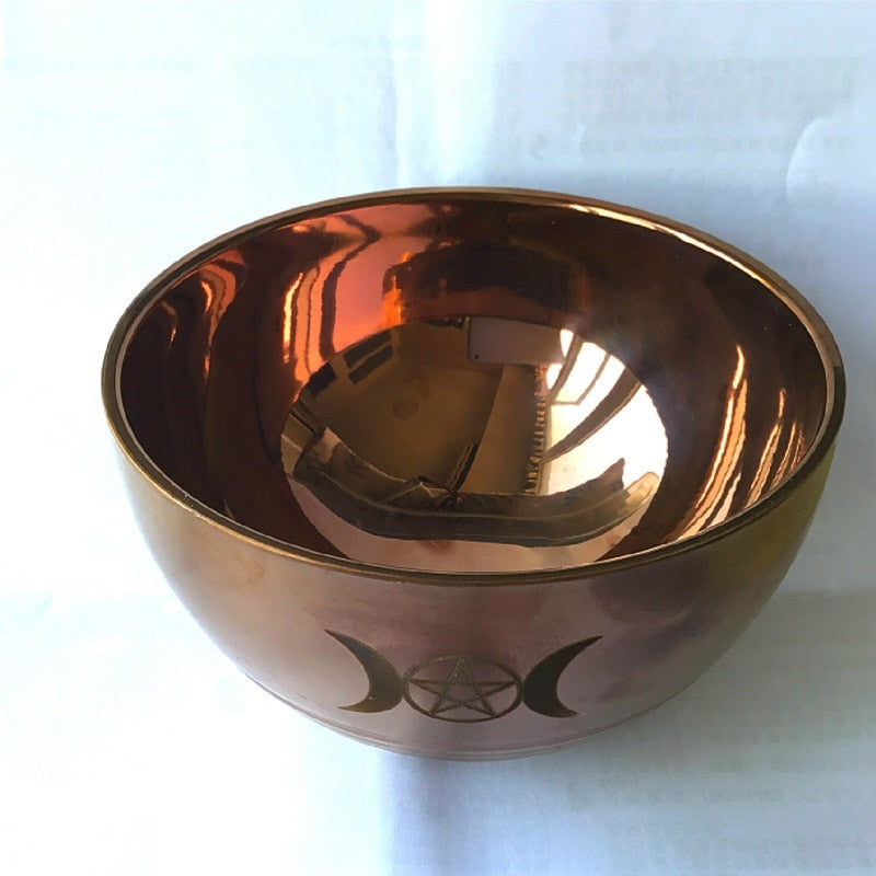 ritual bowl tarot Pentagram stainless steel Gold plating/ tableware ceremony noon Divination Astrological tool Board game