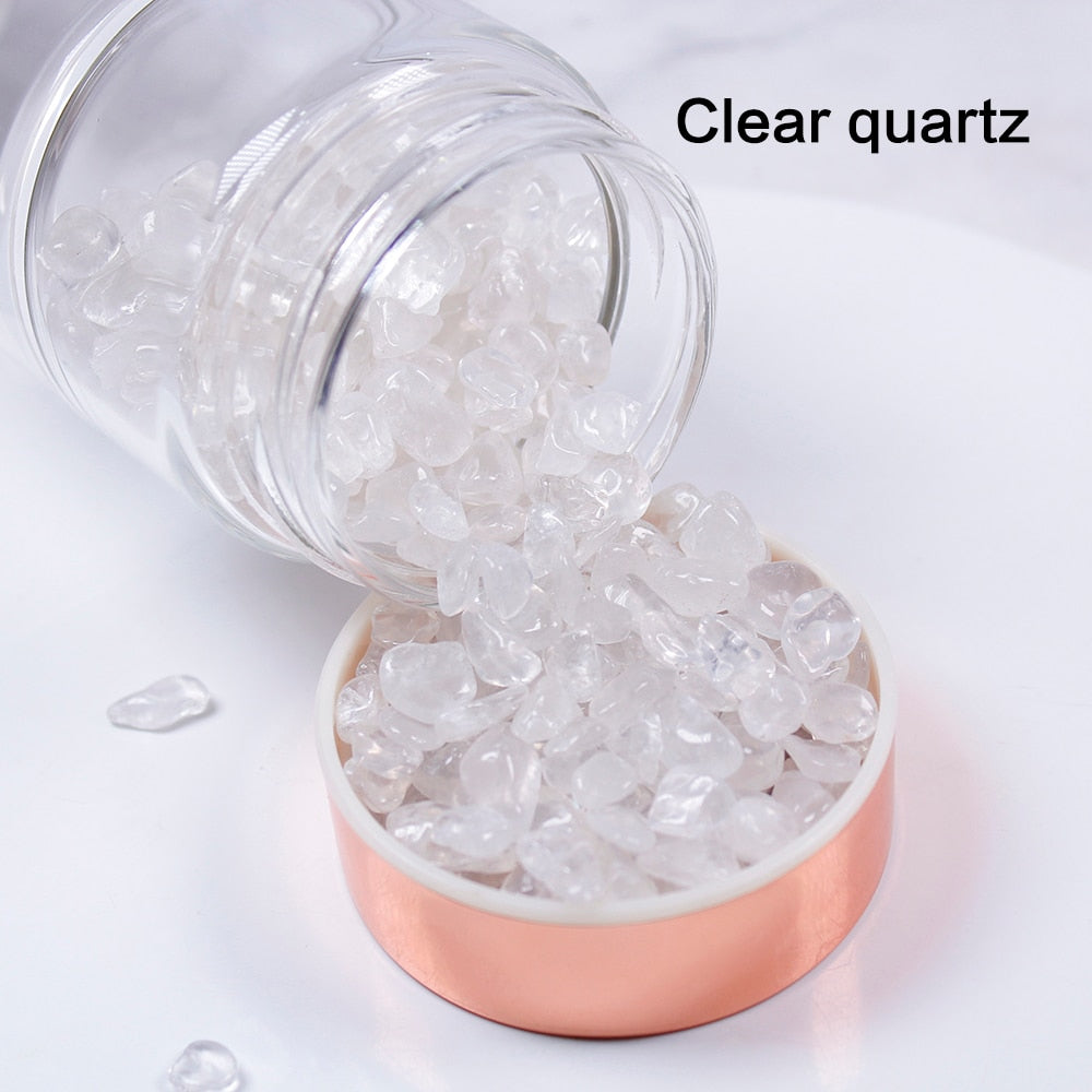 Natural  Crystal Elixir Bottles gemstone Glass  therapy stone Tea filter filter bottle Healing Crystal Infuser Energy cup