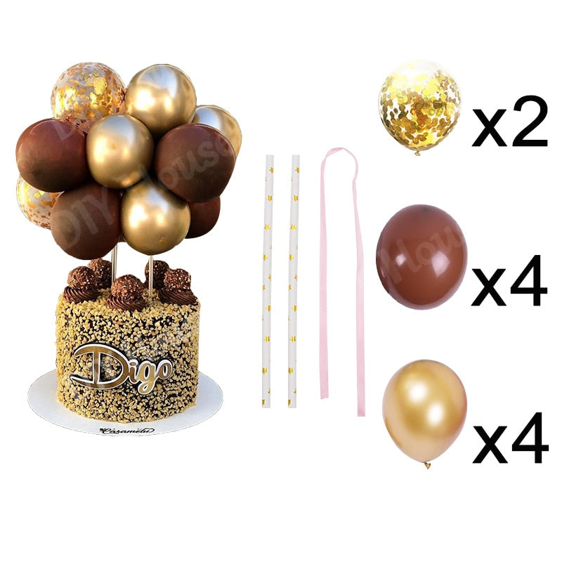 10pcs/Set 5 Inch Balloon Cake Topper Rose Gold Balloon Cake Toppers for Baby Shower Birthday Party Wedding Decorations