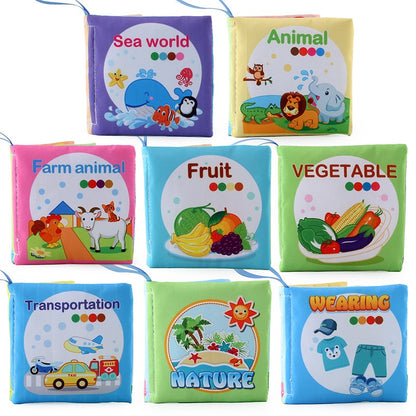 Baby Soft Cloth Book for Newborns 0-12 Months 3D Book Animal Family Cognitive Montessori Early Educational Toys for Kids Gift