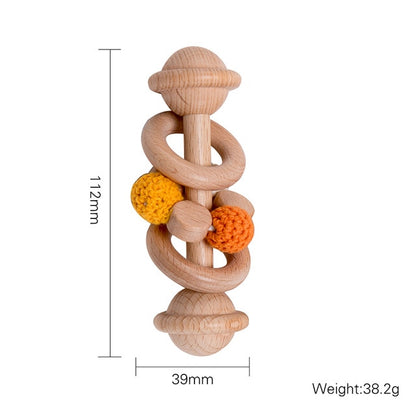 1pc Baby Toys Beech Wooden Rattle Hand Bells Toys Of Newbron Montessori Educational Toys Mobile Rattle Wooden Ring Baby Products