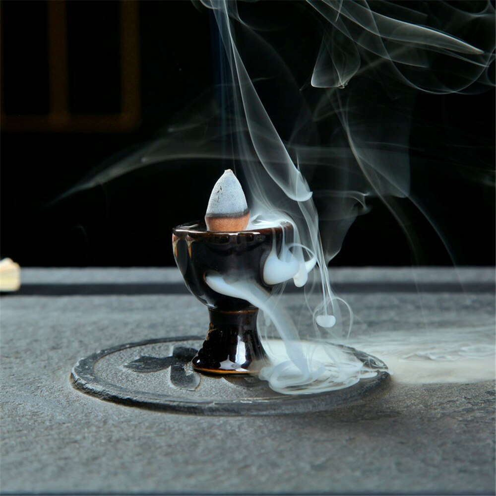 Backflow Incense Burner with 20pcs Incense Cones Various Styles Indoor Sandalwood Aloes Ornaments Home Office Decoration