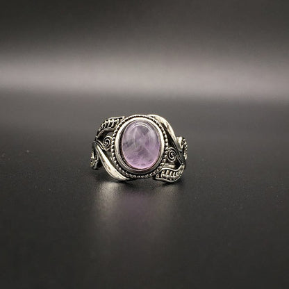 HuiSept Vintage 925 Silver Ring Amethyst Gemstone Flower Shaped Fashion Jewellery Rings for Female Wedding Party Gift Wholesale