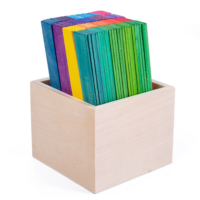 100pcs Kids Wooden Toy Davinci Arch Bridge Rainbow Building Blocks / Montessori woodne toy Stacking Strips Creative Toys