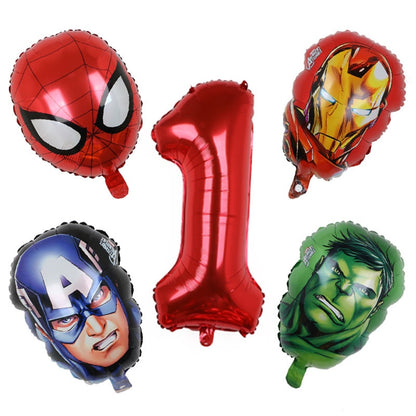 1set 3D Big Spider Super Hero Man Mylar Foil Balloon Number Foil Balloons Birthday Party Decoration Supplies Children's Gifts