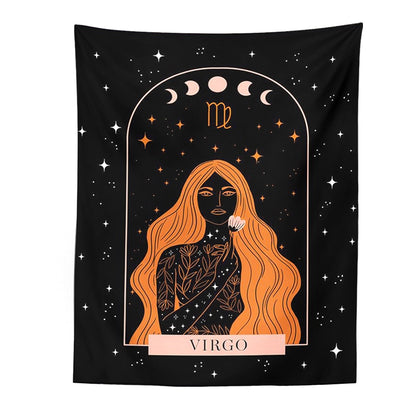 Tarot Constellation Tapestry Wall Hanging Moon Phase Tapestry Divination Beach Mat Sun Moon Constellations black Wall Decor