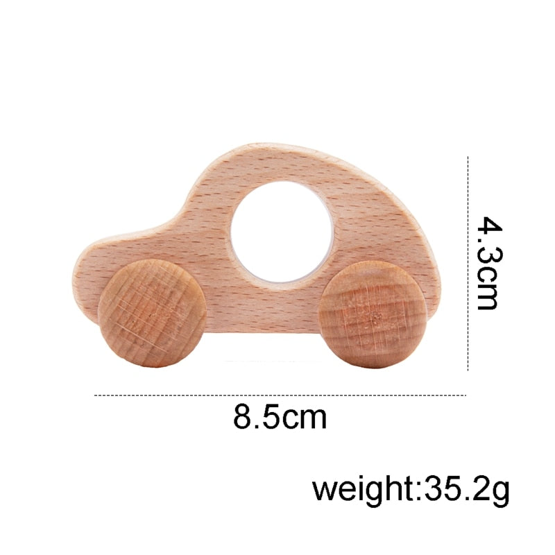 1pc Organic Beech Wooden Car For Babies BPA Free Montessori Toys Wooden Rattle Brain Game Toys Handmade Crafts Gift Child Block