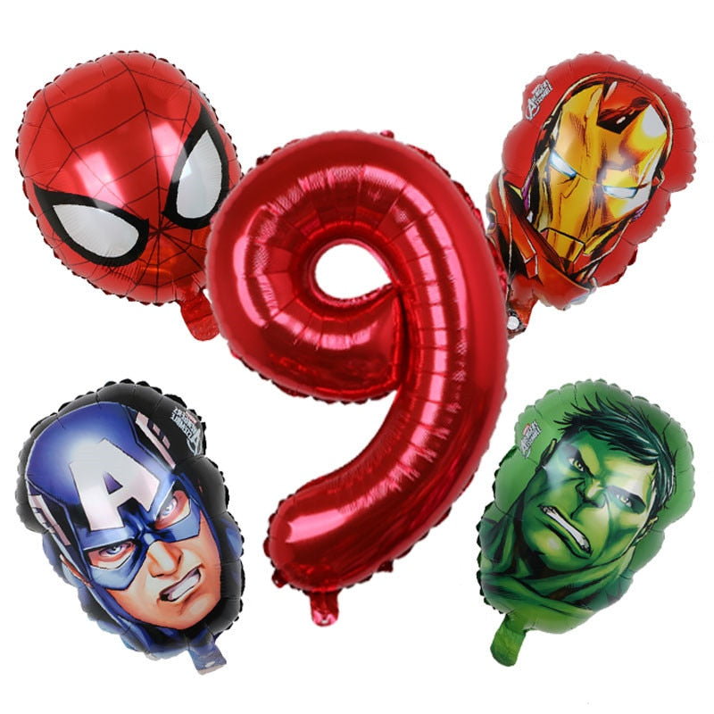 1set 3D Big Spider Super Hero Man Mylar Foil Balloon Number Foil Balloons Birthday Party Decoration Supplies Children&#39;s Gifts