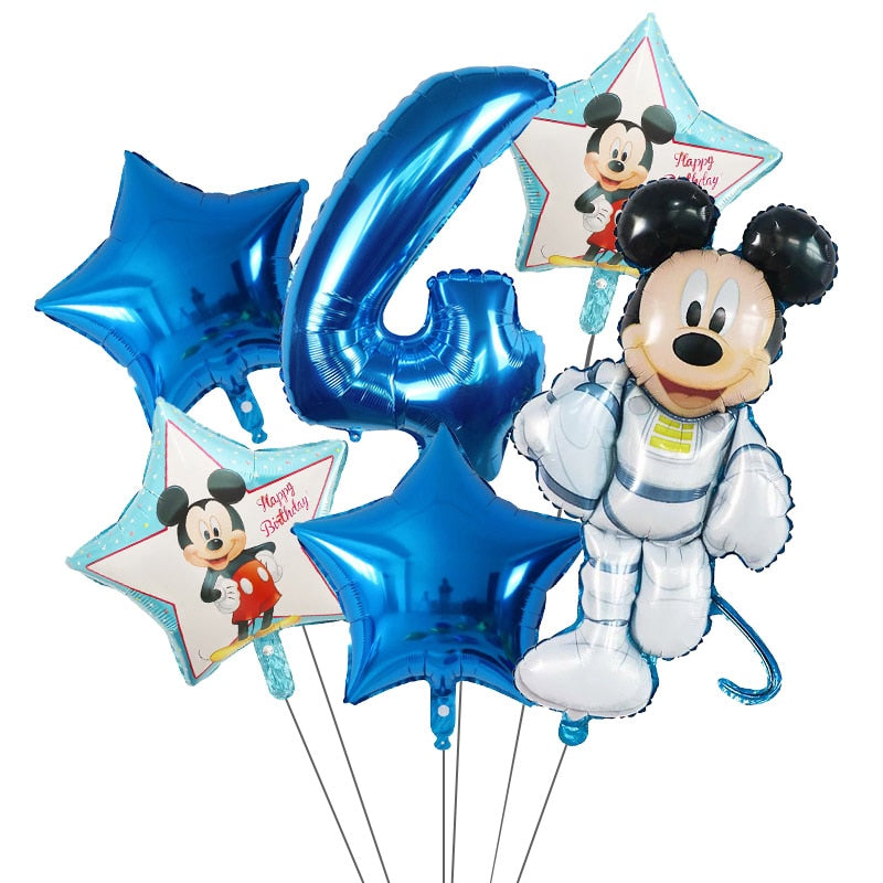 6Pcs Disney Minnie Foil Balloons Set Mickey Mouse Balloon Birthday Party Decoration Baby Shower Kids Toy Air Globos Supplies