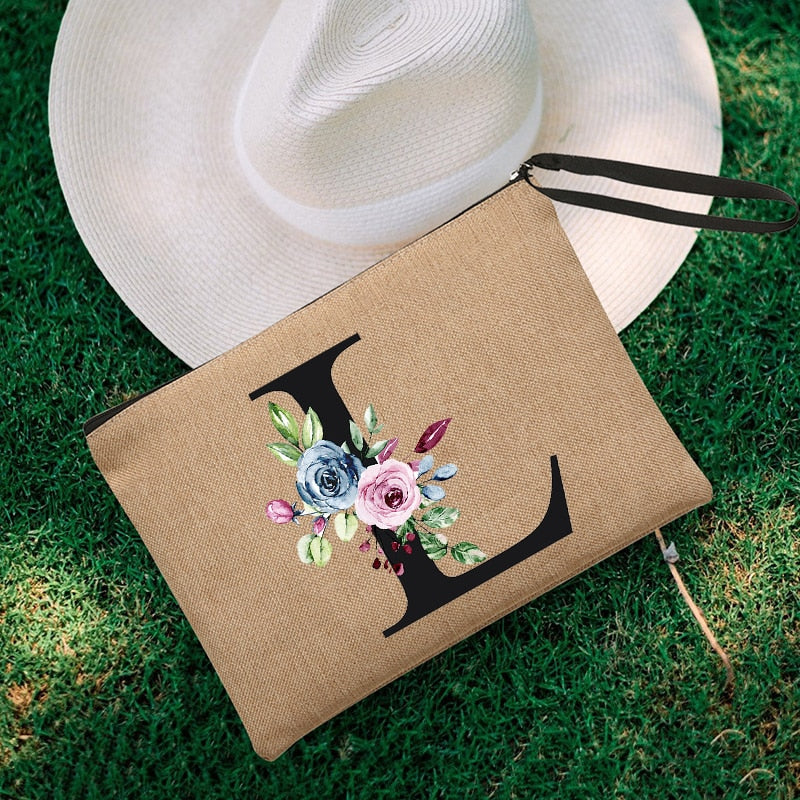 Simple Linen Wristlet Clutch Bag Bachelorette Clutch Beach Holiday Travel Organizer Case Bachelorette Party Bag Wedding Gift
