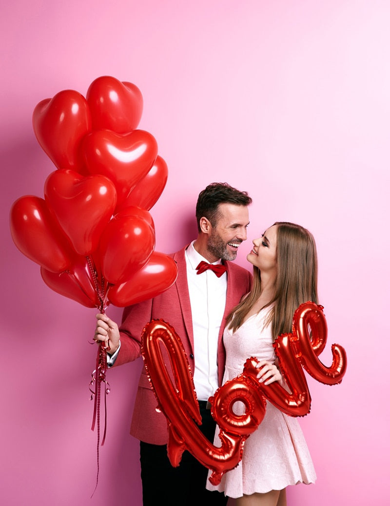 MMQWEC 1pc Red Love Balloons Love Foil Letters Balloon I Love You Heart Baloon Valentine&#39;s Day Marriage Wedding Party Decoration