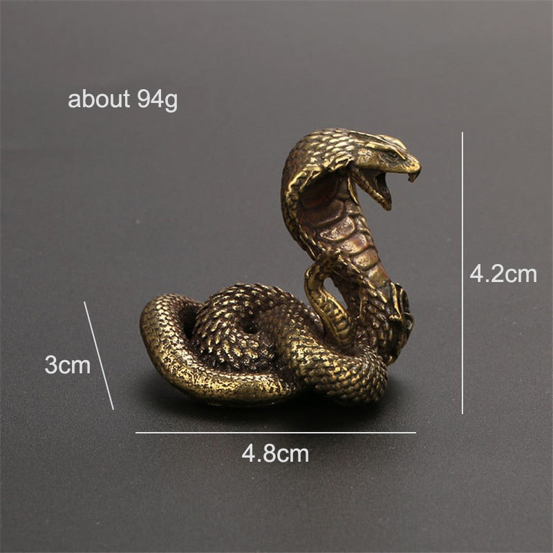 Antique Bronze Cobra Statue Ornament Zodiac Snake Miniature Figurines Copper Desktop Decoration Tea Pets Decor Accessories Craft