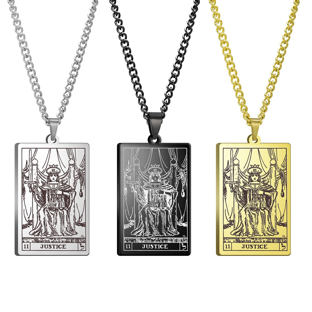 Dawapara Vintage Tarot Card Necklace The Major Arcana Pagan Astrology Talisman Pendants Necklace Stainless Steel Jewelry