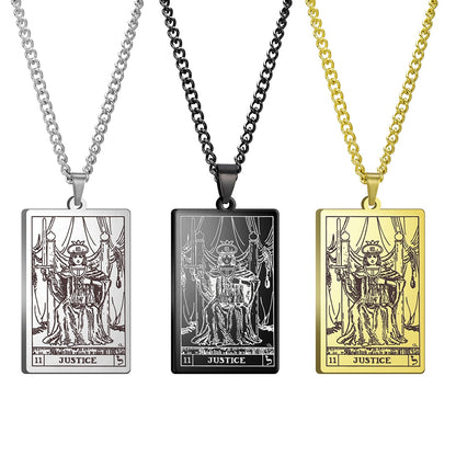 Dawapara Vintage Tarot Card Necklace The Major Arcana Pagan Astrology Talisman Pendants Necklace Stainless Steel Jewelry