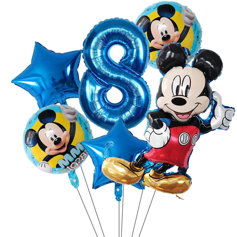 6Pcs Disney Minnie Foil Balloons Set Mickey Mouse Balloon Birthday Party Decoration Baby Shower Kids Toy Air Globos Supplies