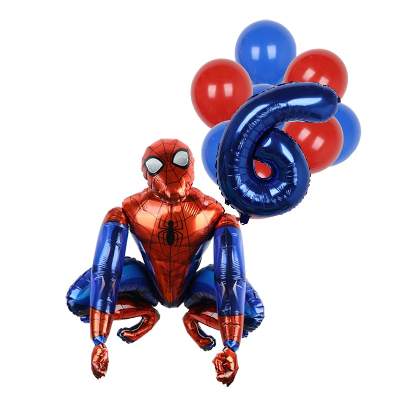 1set 3D Big Spider Super Hero Man Mylar Foil Balloon Number Foil Balloons Birthday Party Decoration Supplies Children&#39;s Gifts