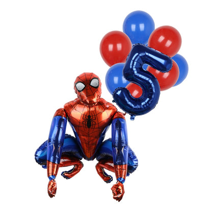 1set 3D Big Spider Super Hero Man Mylar Foil Balloon Number Foil Balloons Birthday Party Decoration Supplies Children's Gifts