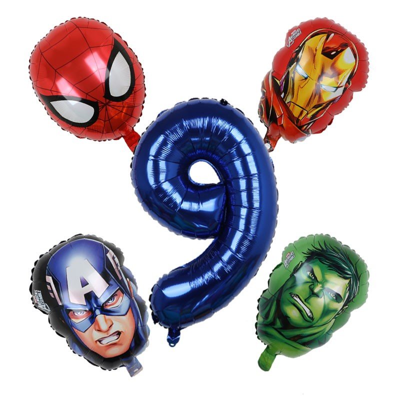 1set 3D Big Spider Super Hero Man Mylar Foil Balloon Number Foil Balloons Birthday Party Decoration Supplies Children&#39;s Gifts