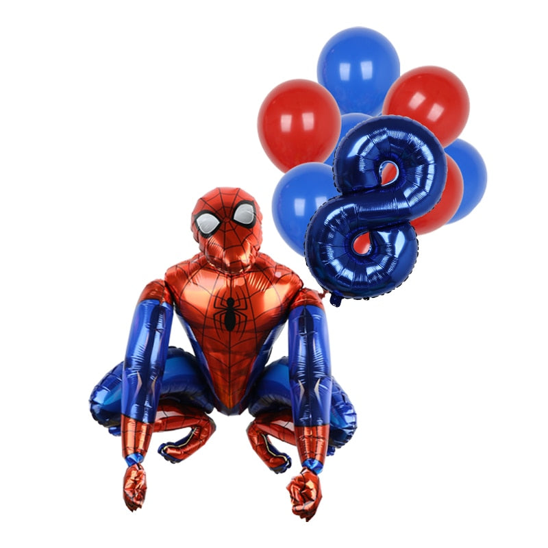 1set 3D Big Spider Super Hero Man Mylar Foil Balloon Number Foil Balloons Birthday Party Decoration Supplies Children&#39;s Gifts