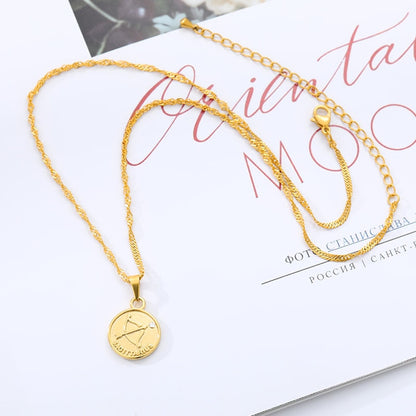 zodiac necklaces for women coin necklace Aries Leo Collier signe astrologique 12 Horoscope Zodiac Astrology Necklace Women