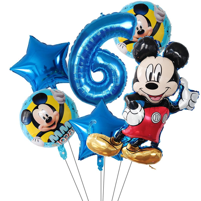 6Pcs Disney Minnie Foil Balloons Set Mickey Mouse Balloon Birthday Party Decoration Baby Shower Kids Toy Air Globos Supplies