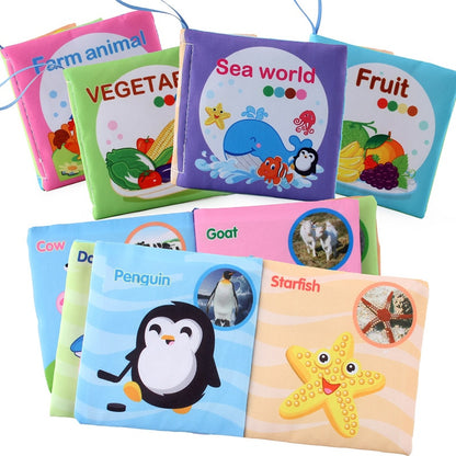 Baby Soft Cloth Book for Newborns 0-12 Months 3D Book Animal Family Cognitive Montessori Early Educational Toys for Kids Gift