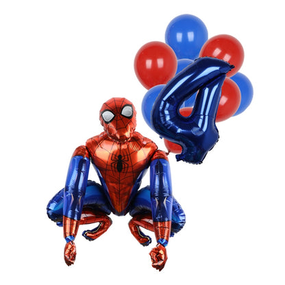 1set 3D Big Spider Super Hero Man Mylar Foil Balloon Number Foil Balloons Birthday Party Decoration Supplies Children's Gifts