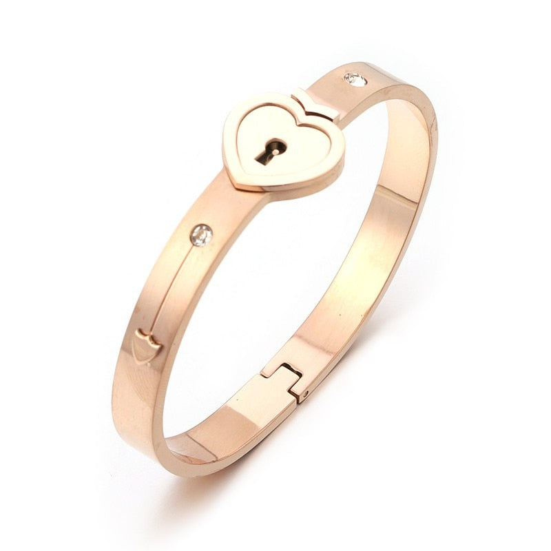 A Couple Lovers Jewelry Love Heart Lock Bracelet Stainless Steel Bracelets Bangles Key Pendant Necklace Jewelry