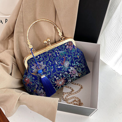 Chain Women Shoulder Crossbody Messenger Bag Women's Handbags Autumn Vintage Fashion Flowers Bag Bags Kiss Lock Shell Bags Bag