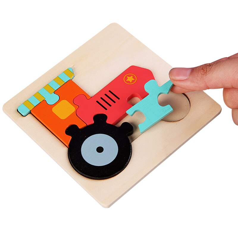 New Cartoon 3D Puzzle Wooden Toys for Kids Gift Animal Traffic Preschool Montessori Educational Toys for Children Boys Girls